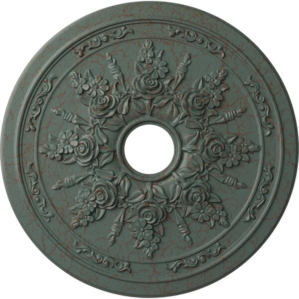 Ekena Millwork Rose and Ribbon Medallion (Canopies up to 4"), 23 5/8"OD x 4"ID x 1 1/2"P, Cloud Burst Crackle CM23ROCBC - main
